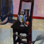 Max Gubler: Stuhl mit Vasen, 1965, Öl auf Leinwand, 54.5 x 46 cm, Inv. Nr. 0011