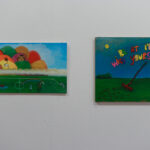 Marc Elsener links: Eulenspiegel, 2019, Öl auf Holz, 21 x 28.5 cm rechts: Be at Peace with Yourself, 2020, Öl auf Holz, 27 x 35 cm