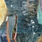 : Bettina Carl, MONO, 2024, Wasserfarbe, Pigment und Kreide auf Papier, Gouache auf Stoff, Wolle, 272 x 139 cm