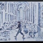 Martin Spillmann: Kellner hat viel zu tun, 21.5 x 13.5cm, Tinte auf Papier