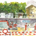 Jeannette Hasler-Gobbi: Ponte Brolla, Baustelle Bahnhof am Tag